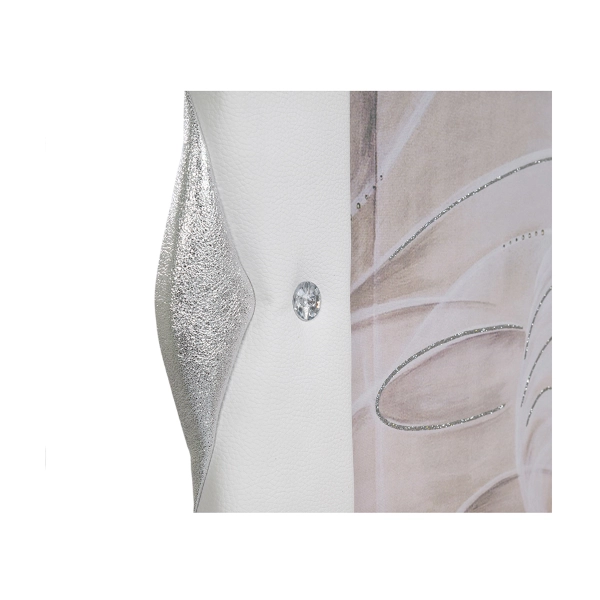 Cuadro moderno en lienzo 50x120 cm con marco de cuero blanco Sagrada Familia