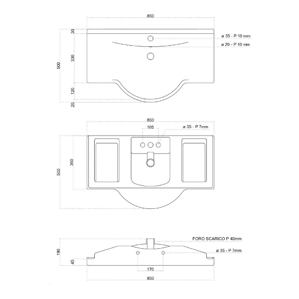 Mueble de baño de suelo 2 puertas 3 cajones espejo y lámpara LED blanco brillo