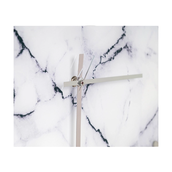 Orologio rotondo D65 cm in vetro temperato effetto marmo Bianco - LICOY