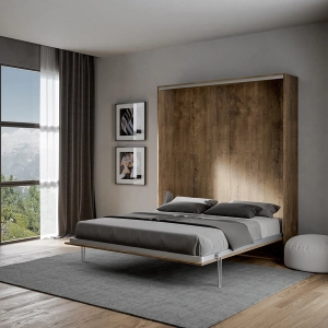 KENTARO cama abatible doble vertical nogal 160 cm