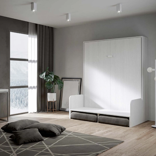 Letto matrimoniale a scomparsa 160 cm Bianco Frassino KENTARO SOFÀ