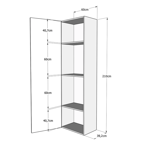 Letto francese a scomparsa 140 cm con colonna Bianco Frassino KENTARO
