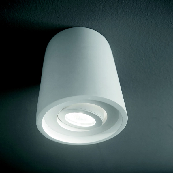 Lampe spot de plafond ronde en plâtre peint blanc POLKA 13x16 cm