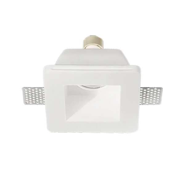 Lampe spot encastrable carrée RUMBA en plâtre peint Petit Blanc 10x10 cm