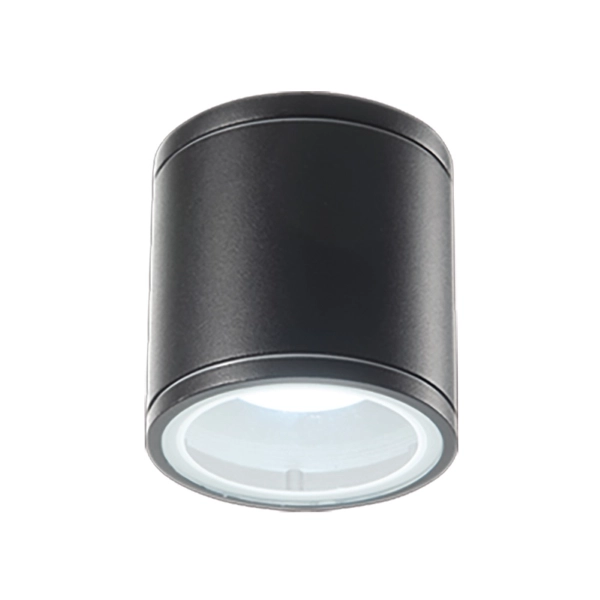 Plafonnier d'extérieur JUBO en aluminium noir avec diffuseur en verre D9 cm