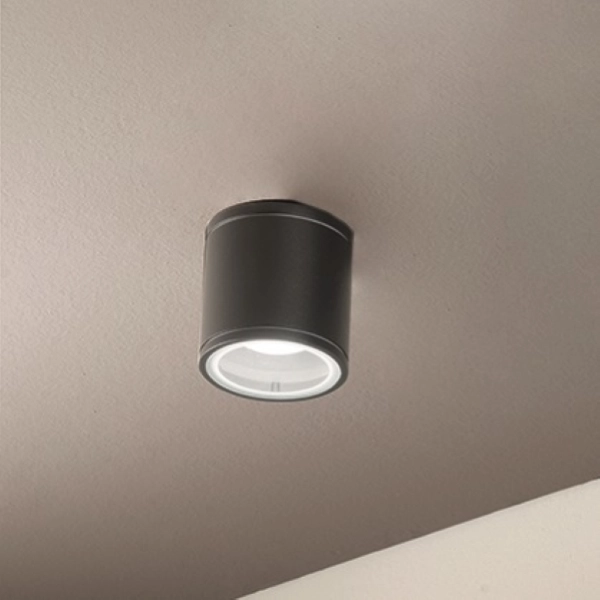 Plafonnier d'extérieur JUBO en aluminium noir avec diffuseur en verre D9 cm