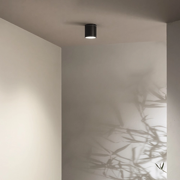 Plafonnier d'extérieur JUBO en aluminium noir avec diffuseur en verre D9 cm