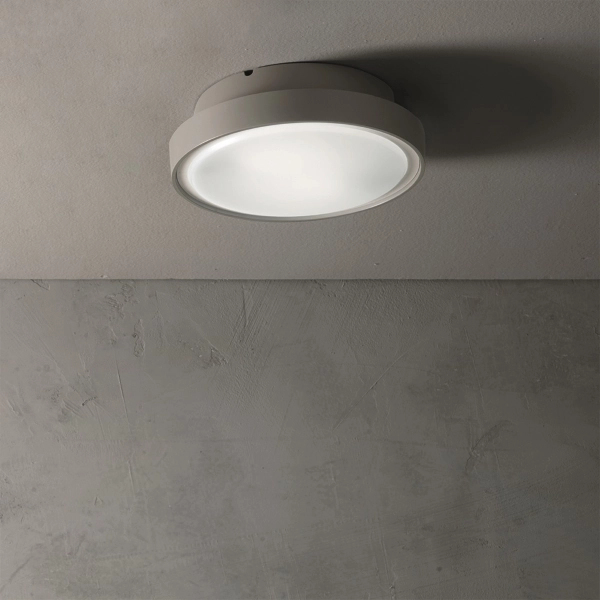 Plafonnier d'extérieur PETAR Gris en Abs D30 cm