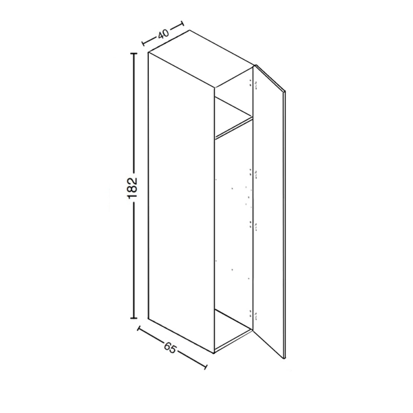 Colonne Armoire à Balais en Bois à 1 Porte 40x182h cm – Blanc/Pierre