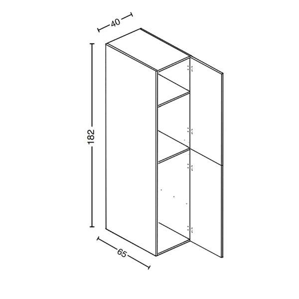 Colonne Armoire Polyvalente à 2 Portes 40x182h cm avec Panier à Linge – Blanc/Noyer