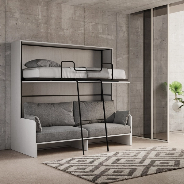Litera abatible horizontal DIBE Sofà Blanco Fresno 200x103xh191 cm