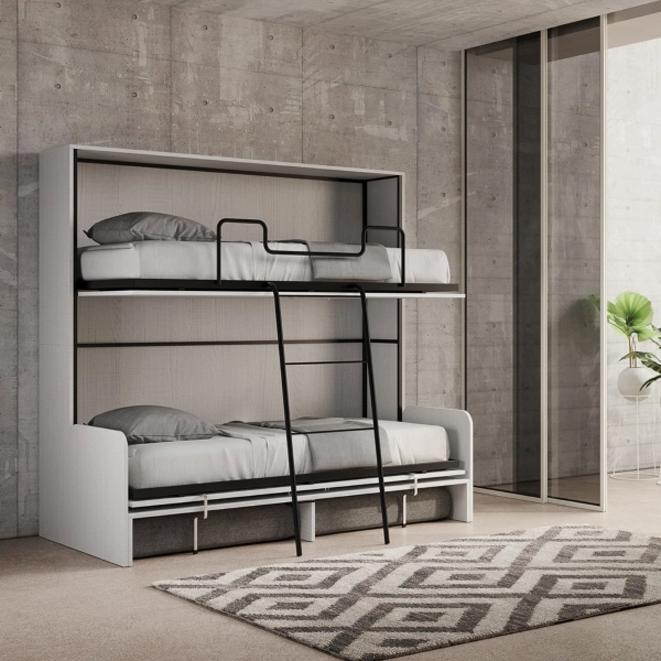 Litera abatible horizontal DIBE Sofà Blanco Fresno 200x103xh191 cm