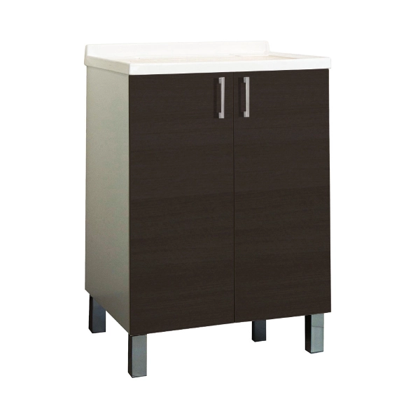 Mueble lavabo en madera de Olmo Caffè con 2 puertas y bañera de metacrilato 60x50 cm