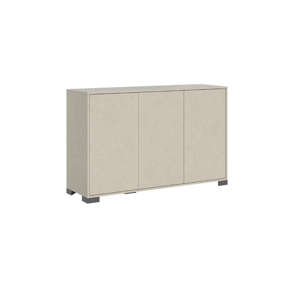 Aparador de madera con 3 puertas y 2 compartimentos con baldas 130 cm KYLA Gris