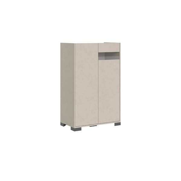 ROJAS Buffet gris 2 portes avec insert en verre fumé 70x110 cm