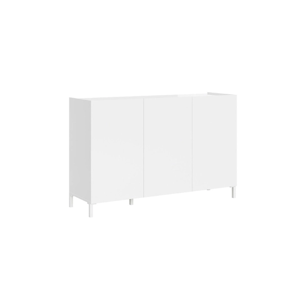 Aparador de madera de 130 cm con 3 puertas y 2 compartimentos con estantes en Blanco Brillo HARAS
