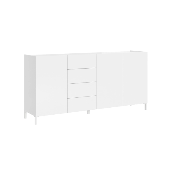 Aparador de madera HARAS 174 cm con 3 puertas y 4 cajones en Blanco Brillo