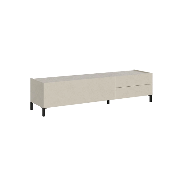 Mueble TV de madera 160x40 cm con puerta abatible y 2 cajones HARAS Gris