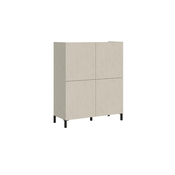 Buffet en bois 90x110 cm avec 4 portes et 2 compartiments avec étagères Gris HARAS