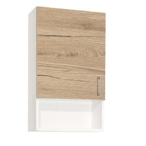 Suspended wall unit with open compartment and 43x22 Natural Oak door