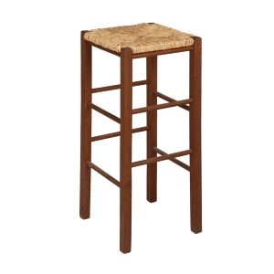 Wooden stool in straw-bottom square height 70 cm