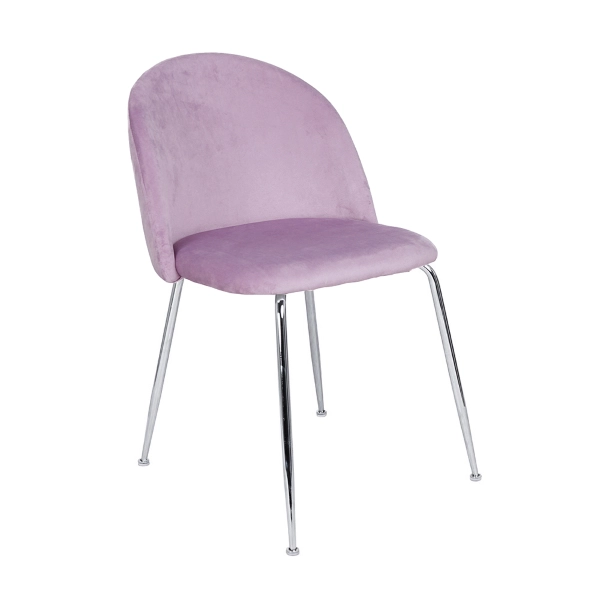 Chaise de salle à manger en velours Glicine pieds métal chromé - PARIS 2 chaises