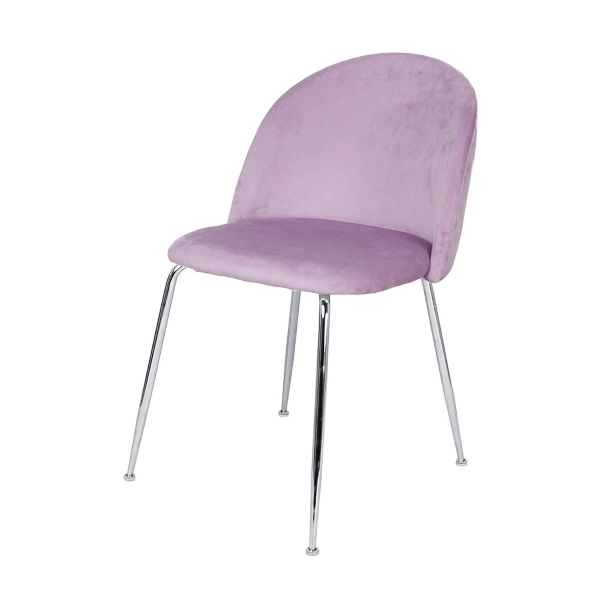 Chaise de salle à manger en velours Glicine pieds métal chromé - PARIS 2 chaises