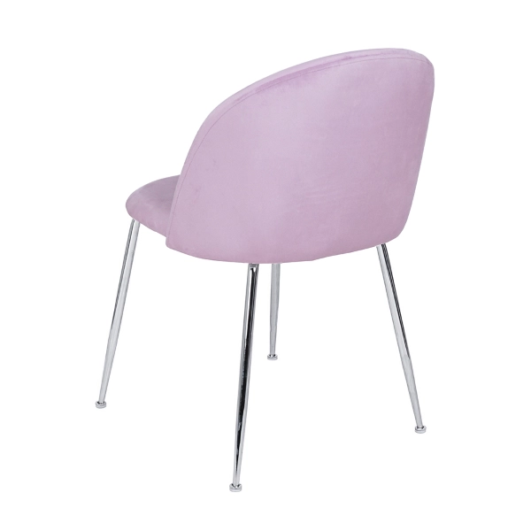 Chaise de salle à manger en velours Glicine pieds métal chromé - PARIS 2 chaises