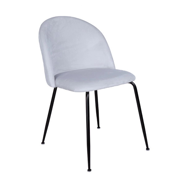 Chaise de salle à manger en velours Gris Perle et pieds en métal Noir - PARIS 2 chaises