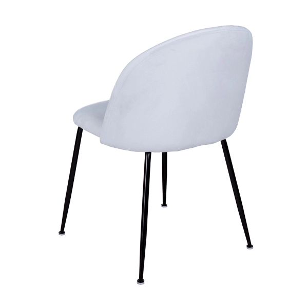 Chaise de salle à manger en velours Gris Perle et pieds en métal Noir - PARIS 2 chaises