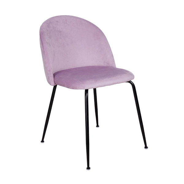 Chaise de salle à manger en velours Glicine pieds métal Noir - PARIS 2 chaises