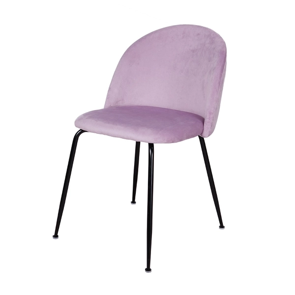 Chaise de salle à manger en velours Glicine pieds métal Noir - PARIS 2 chaises