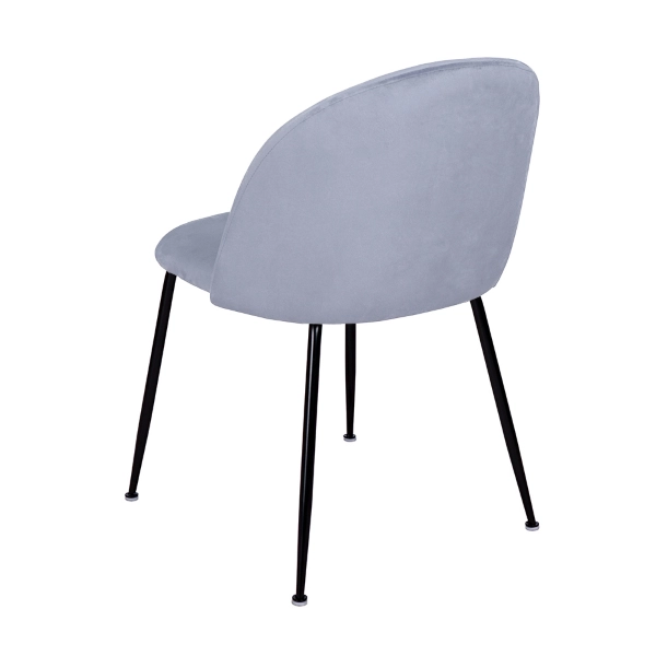 Chaise de salle à manger en velours Gris Baleine et pieds en métal Noir - PARIS 2 chaises