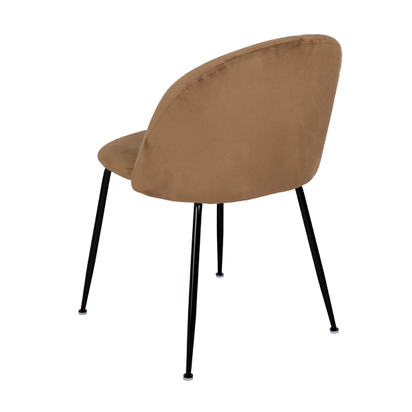 Chaise de salle à manger en velours marron pieds métal noir - PARIS 2 chaises