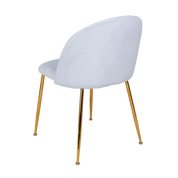 Chaise de salle à manger en velours Gris Perle pieds métal Doré - PARIS 2 chaises