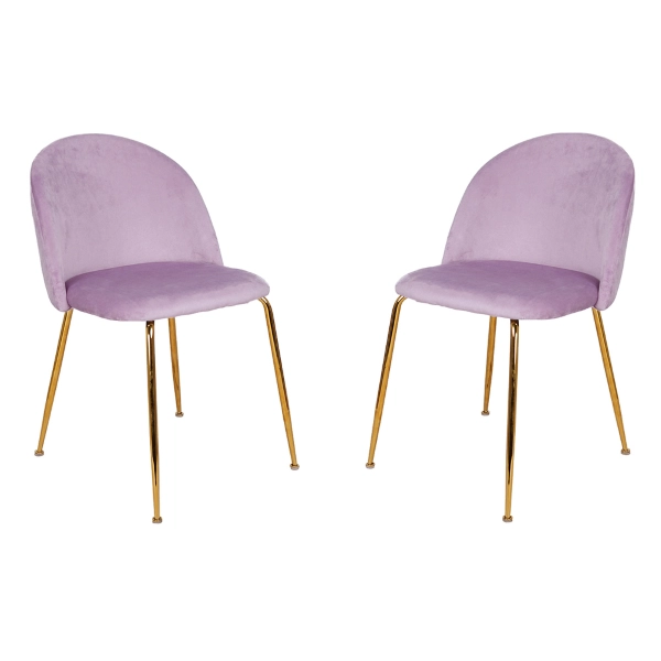 Chaise de salle à manger en velours Glicine et pieds en métal doré - PARIS 2 chaises