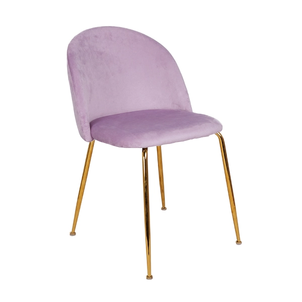 Chaise de salle à manger en velours Glicine et pieds en métal doré - PARIS 2 chaises