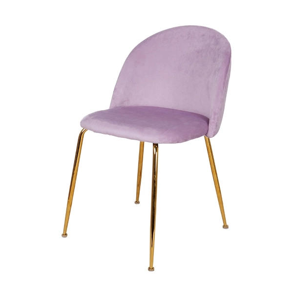 Chaise de salle à manger en velours Glicine et pieds en métal doré - PARIS 2 chaises