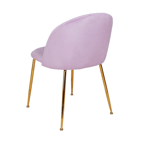 Chaise de salle à manger en velours Glicine et pieds en métal doré - PARIS 2 chaises