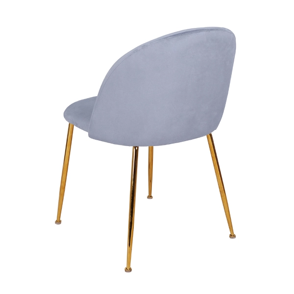 Chaise de salle à manger en velours Gris Baleine pieds métal Doré - PARIS 2 chaises