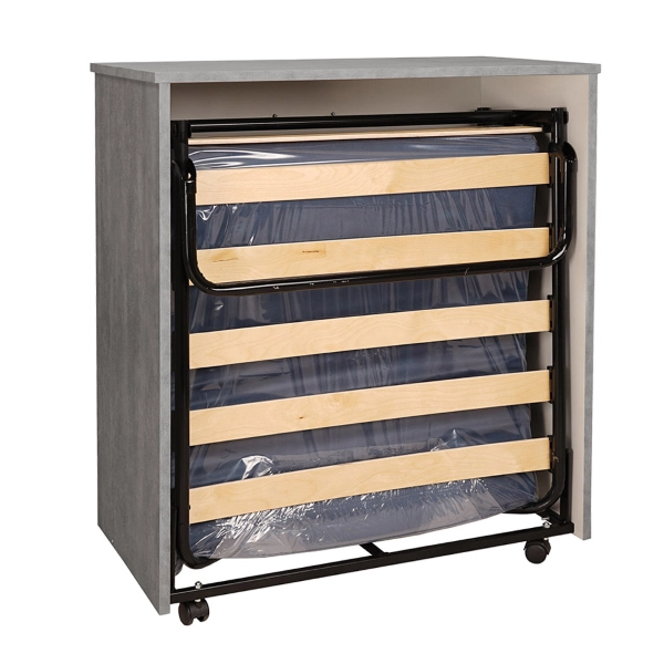 Letto a scomparsa estraibile salvaspazio con materasso 80x180 Cemento
