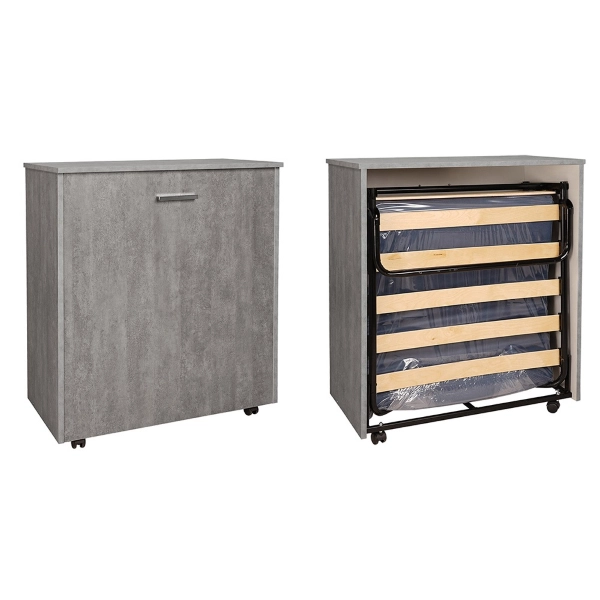 Letto a scomparsa estraibile salvaspazio con materasso 80x180 Cemento