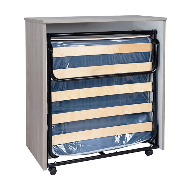 Letto a scomparsa estraibile salvaspazio con materasso 80x180 Olmo Grigio