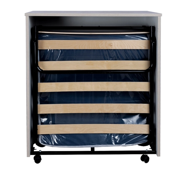 Letto a scomparsa estraibile salvaspazio con materasso 80x180 Olmo Grigio