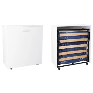 Cama nido que ahorra espacio con colchón BLANCO 80x180.