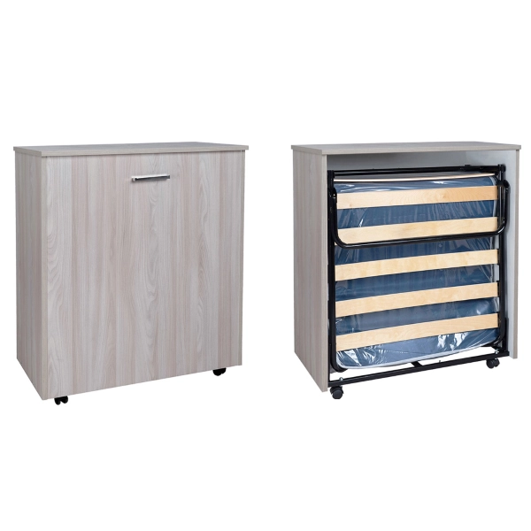 Letto a scomparsa estraibile salvaspazio con materasso 80x180 Olmo Grigio
