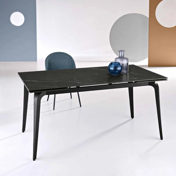 Mesa de piedra efecto mármol negro FELIX extensible hasta 240 cm