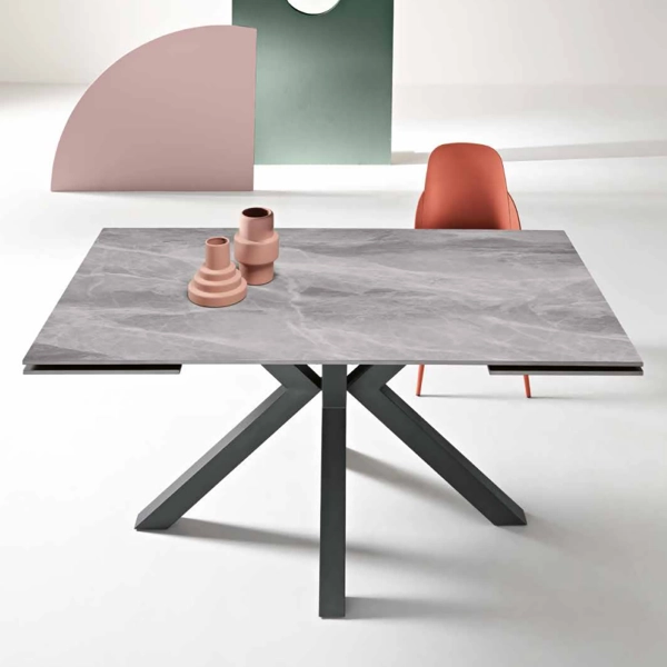 Mesa extensible hasta 240 cm en piedra efecto mármol Gris SKY
