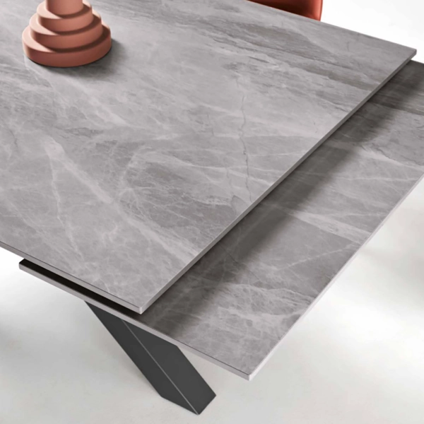 Mesa extensible hasta 240 cm en piedra efecto mármol Gris SKY