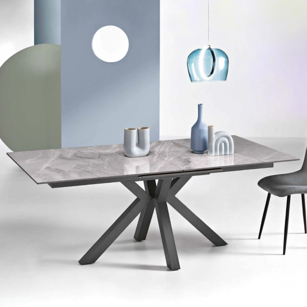 Mesa de piedra efecto mármol gris HERO extensible hasta 240 cm